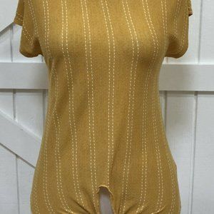 W5 Anthropologie S Yellow Gold Striped Textured Ti